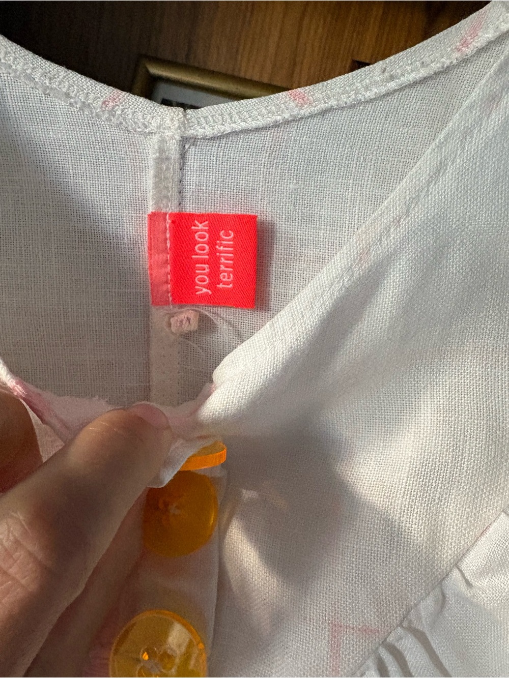 Tony Chestnut Window Pane Linen Ruffle Top S - Picture 3 of 3